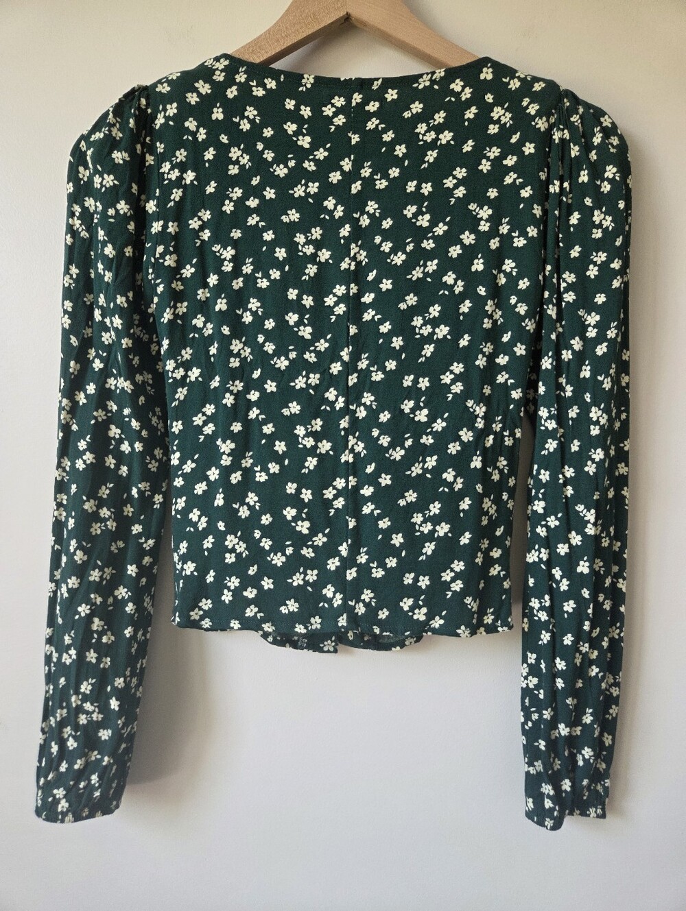 Reformation Nell Green Floral Long Sleeve Button Front Top Womens Size XS - Picture 3 of 8